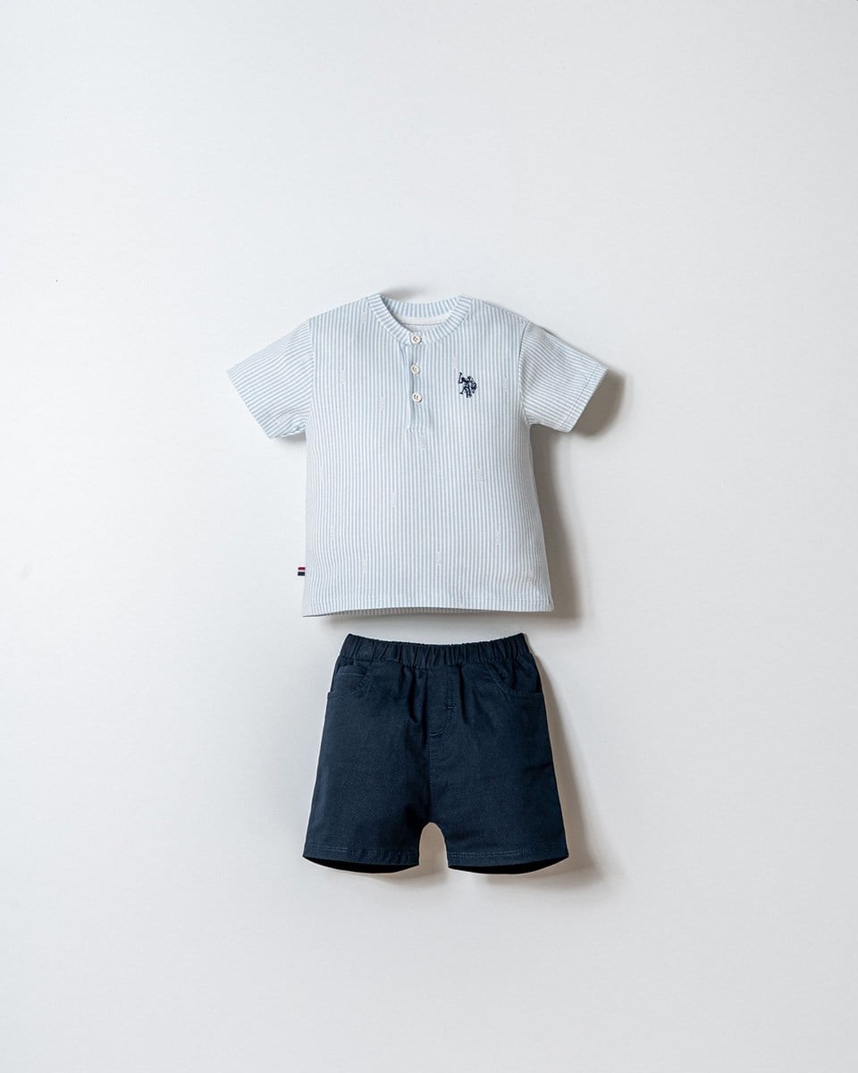 U.S. Polo Assn Erkek Bebek 2 li Şort T-şhirt Takım Mavi