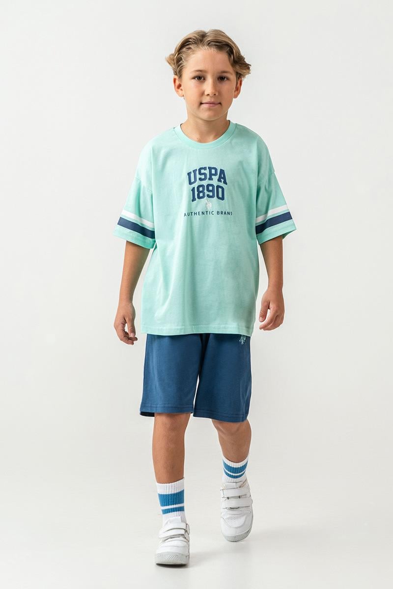 U.S. Polo Assn Erkek Çocuk  2 li Bermuda T-şhirt Takım Yeşil
