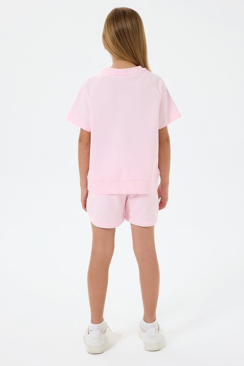 U.S. Polo Assn Kız Çocuk  2 li Şort T-şhirt Takım Pembe