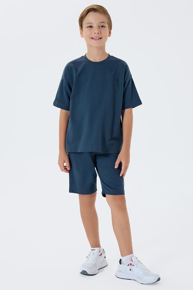 U.S. Polo Assn Erkek Çocuk  2 li Bermuda T-şhirt Takım Gri