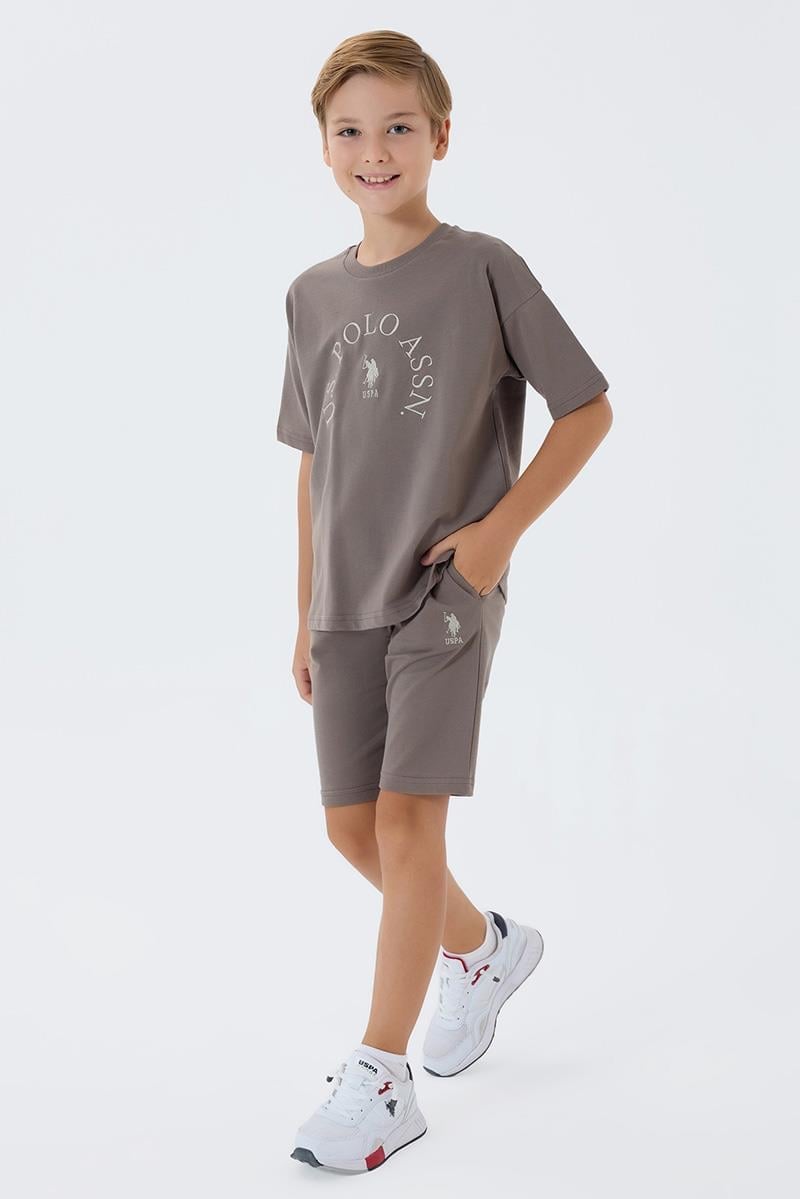 U.S. Polo Assn Erkek Çocuk  2 li Bermuda T-şhirt Takım Koyu Vizon