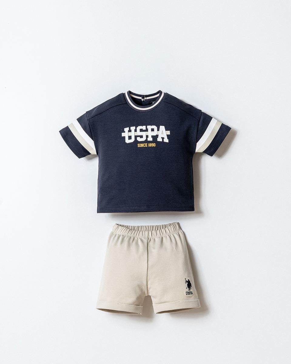 U.S. Polo Assn Erkek Bebek  2 li Şort T-şhirt Takım Füme