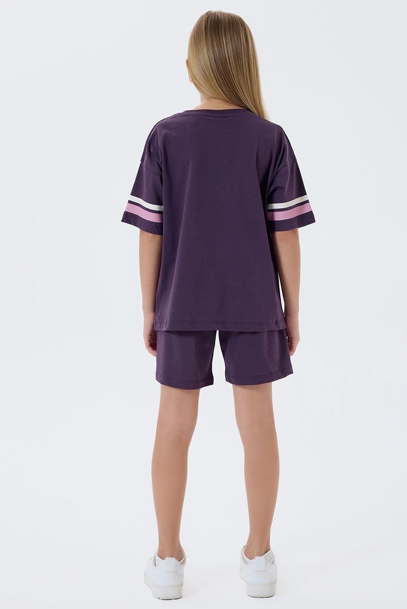 U.S. Polo Assn Kız Çocuk Şortlu  2'li Takım Mor
