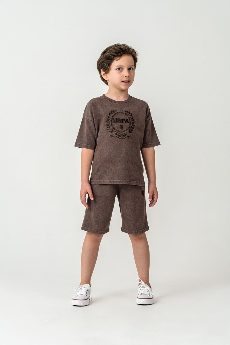 U.S. Polo Assn Erkek Çocuk Bermuda 2'li Takım Çikolata