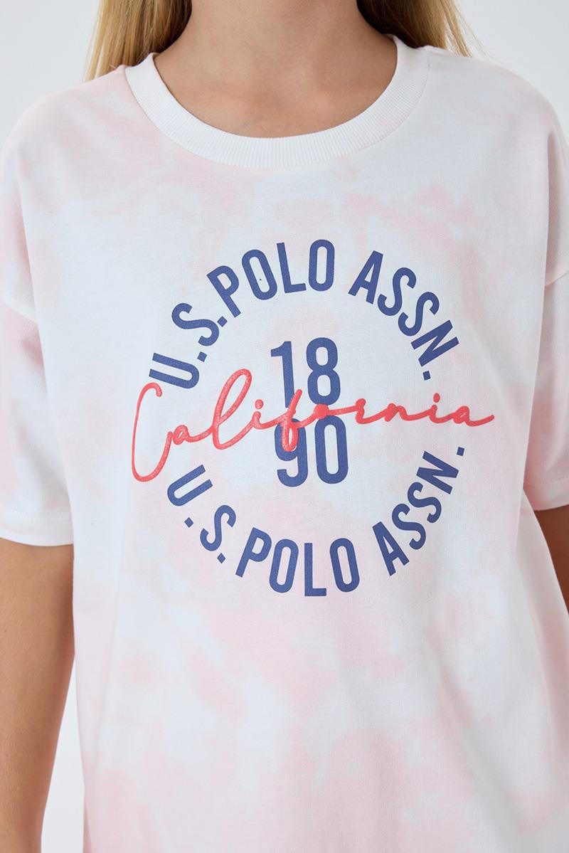 U.S. Polo Assn Kız Çocuk  2 li Şort T-şhirt Takım Koyu  Coral