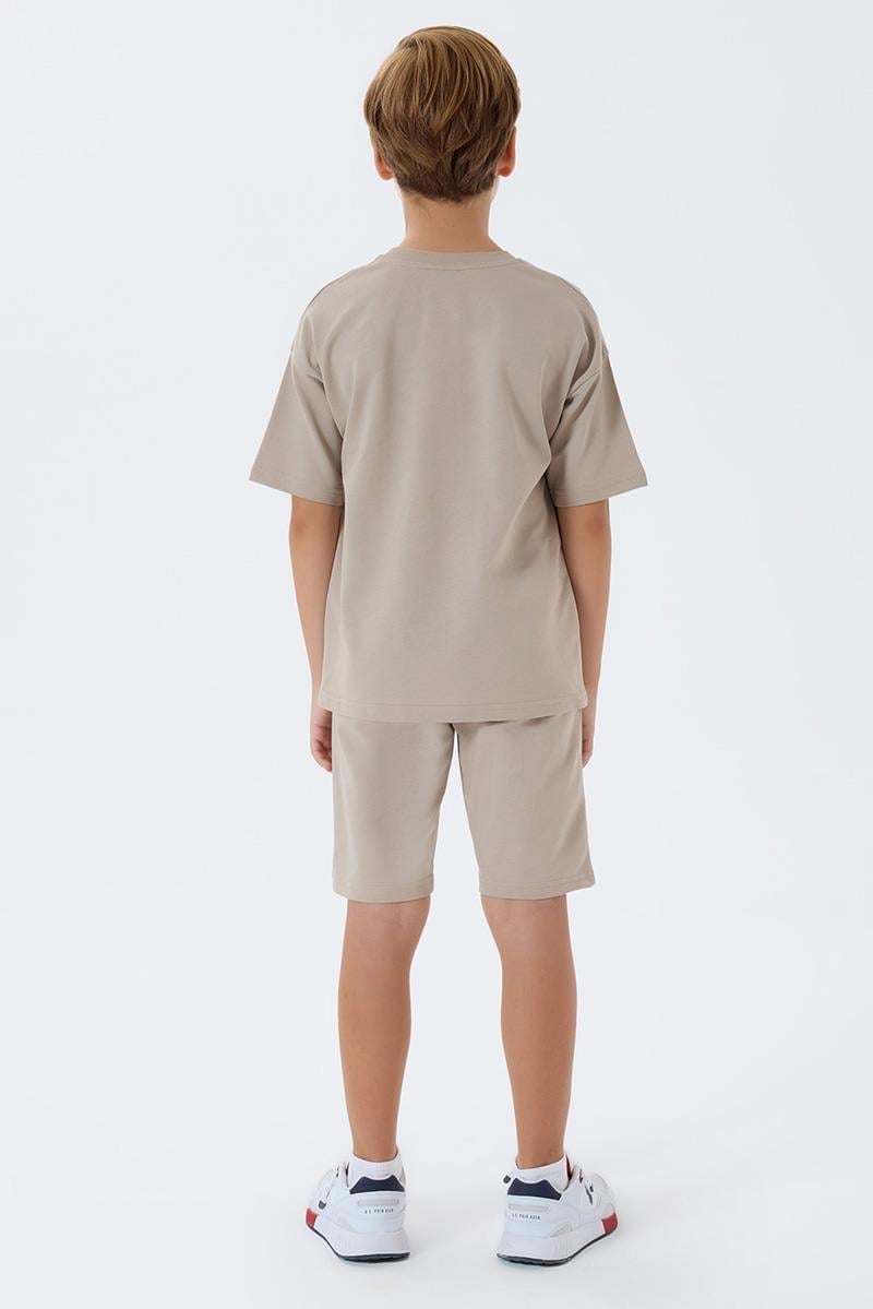U.S. Polo Assn Erkek Çocuk  2 li Bermuda T-şhirt Takım Kum