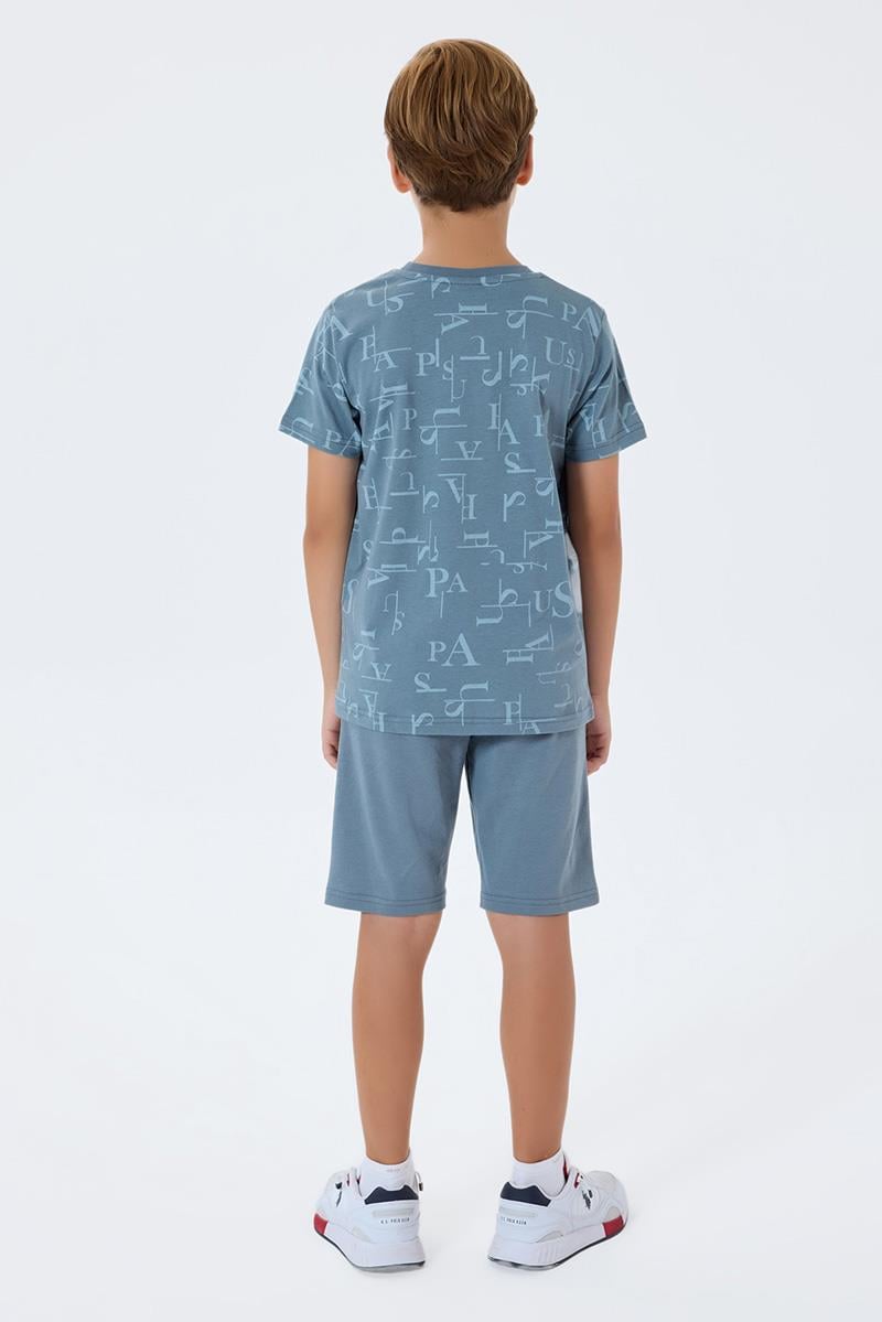 U.S. Polo Assn Erkek Çocuk  2 li Bermuda T-şhirt Takım Gri