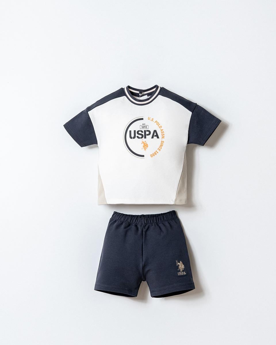 U.S. Polo Assn Erkek Bebek  2 li Şort T-şhirt Takım Füme