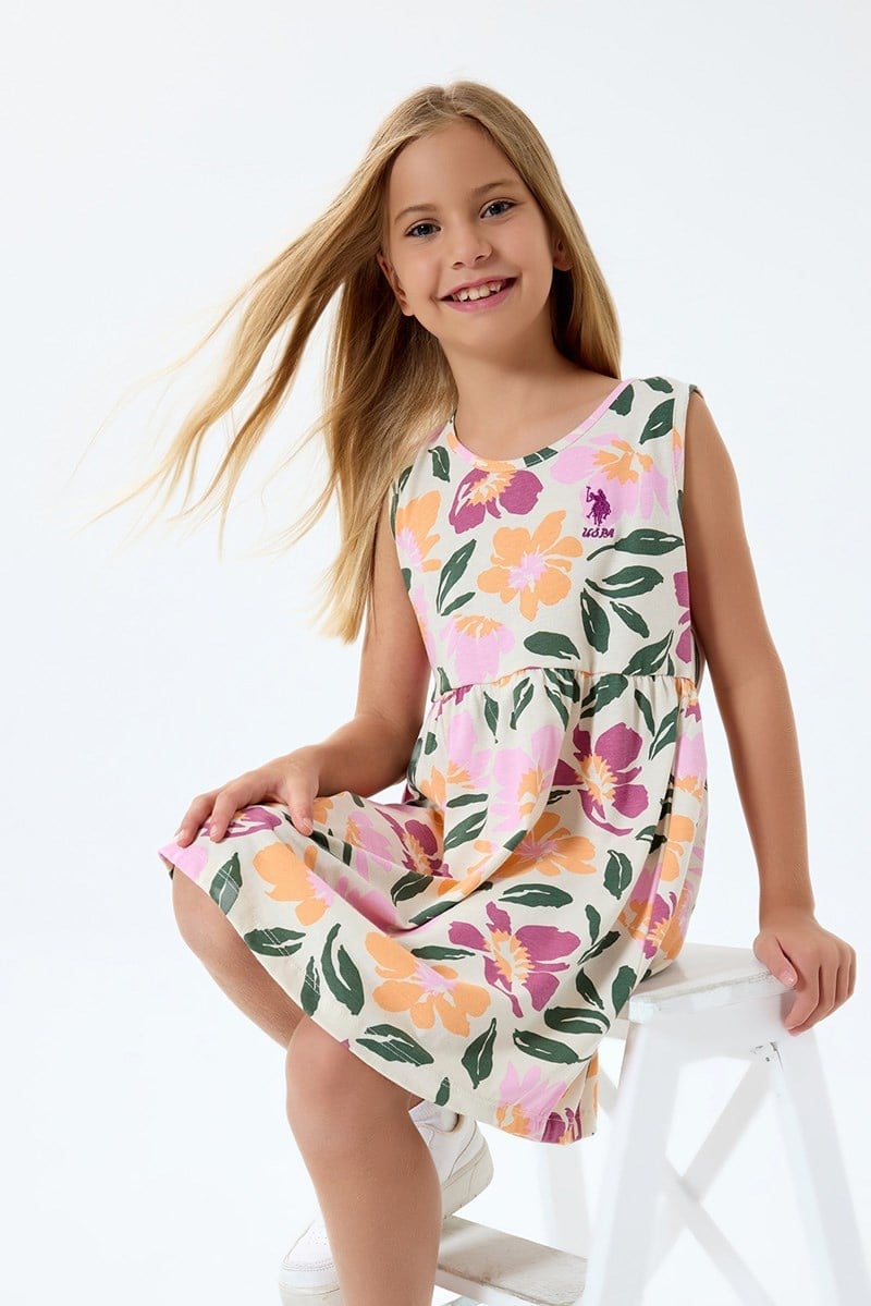 U.S. Polo Assn Kız Çocuk  Elbise Bej