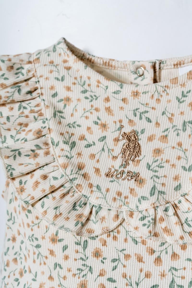 U.S. Polo Assn Kız Bebek Elbise Ekru