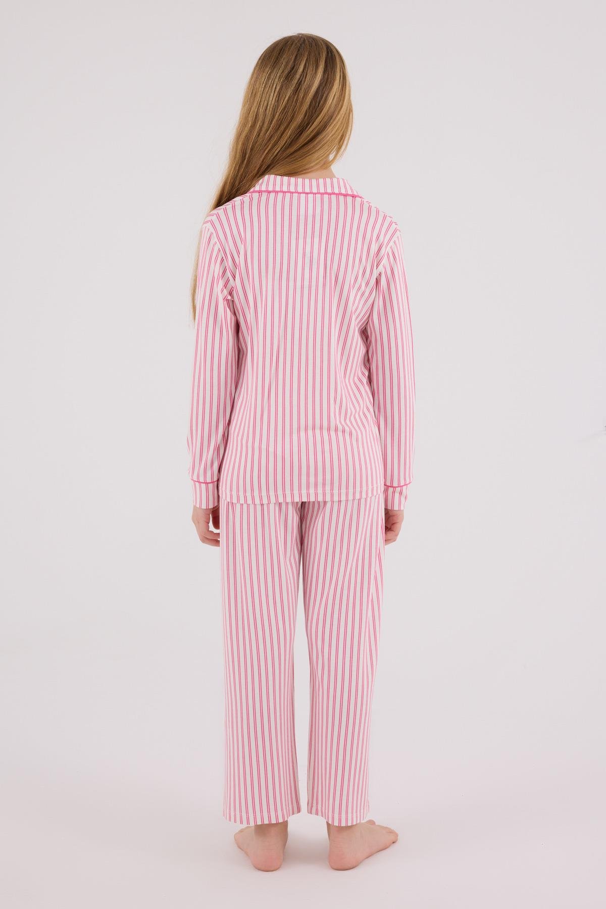 U.S. Polo Assn Kız Çocuk Gömlek Pijama Açık Fuşya