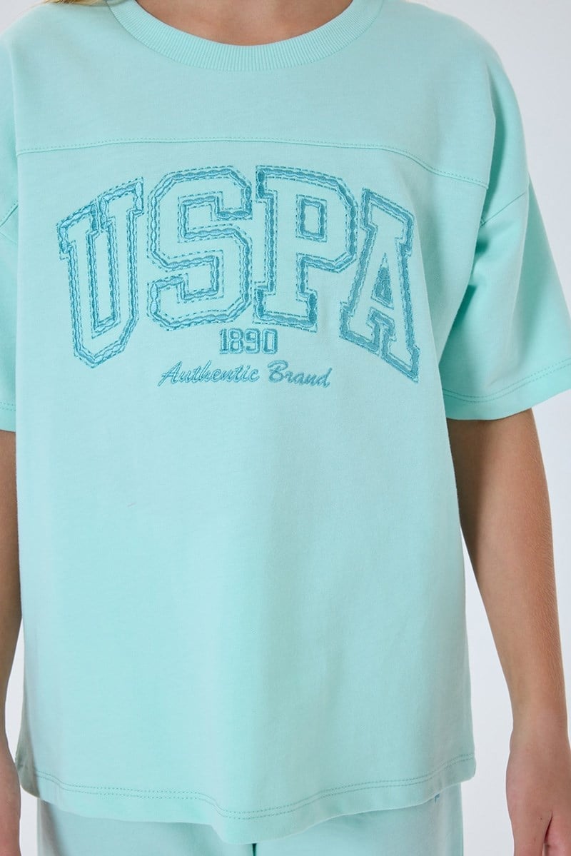 U.S. Polo Assn Kız Çocuk  2 li Şort T-shirt Takım Nil