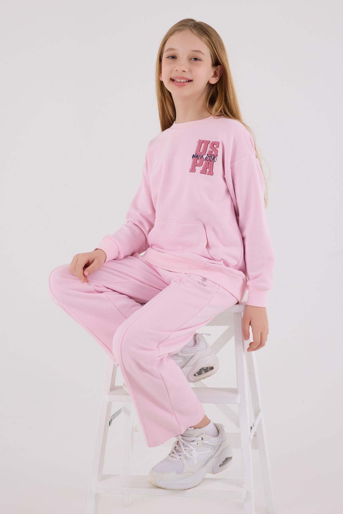 U.S. Polo Assn Kız Çocuk Eşofman Takımı Pembe