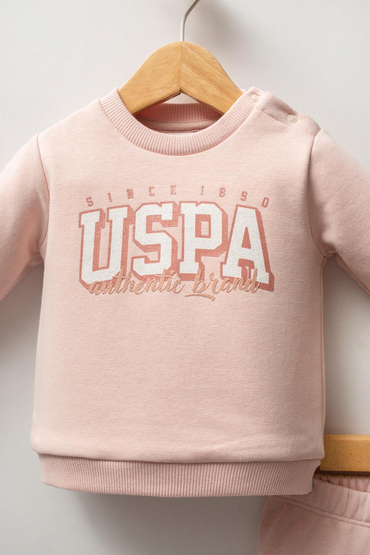 U.S. Polo Assn Kız Bebek 2'lü Takım Pudra