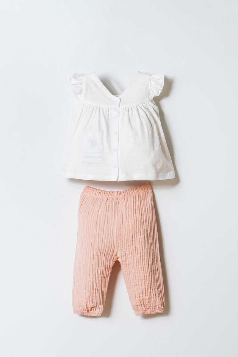 U.S. Polo Assn Kız Bebek  2'li Takım Pudra