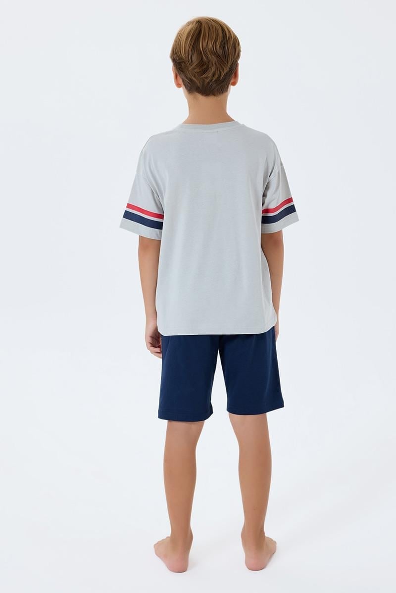 U.S. Polo Assn Erkek Çocuk  2 li Bermuda T-şhirt Takım Gri