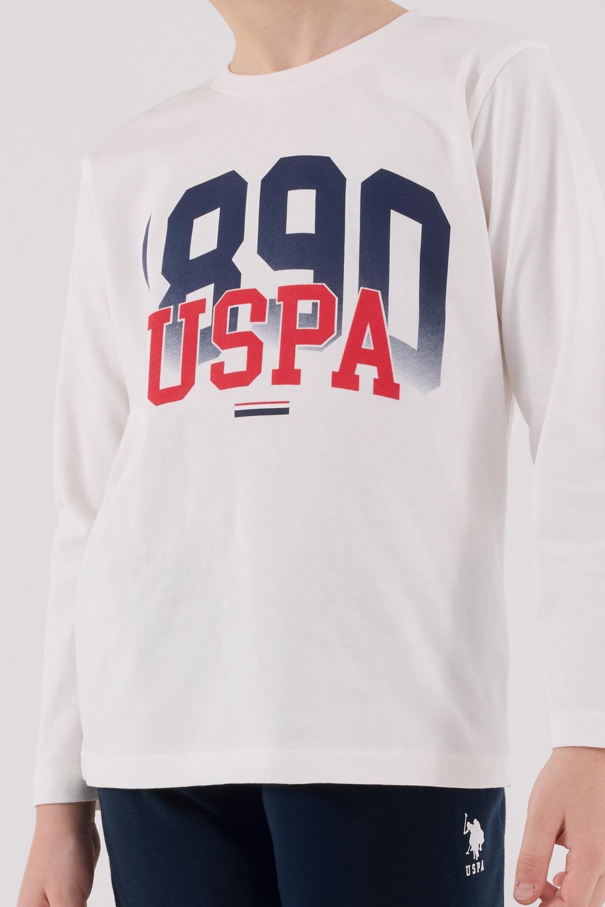 U.S. Polo Assn. Erkek Çocuk Uzun Kol Pijama Takım Beyaz