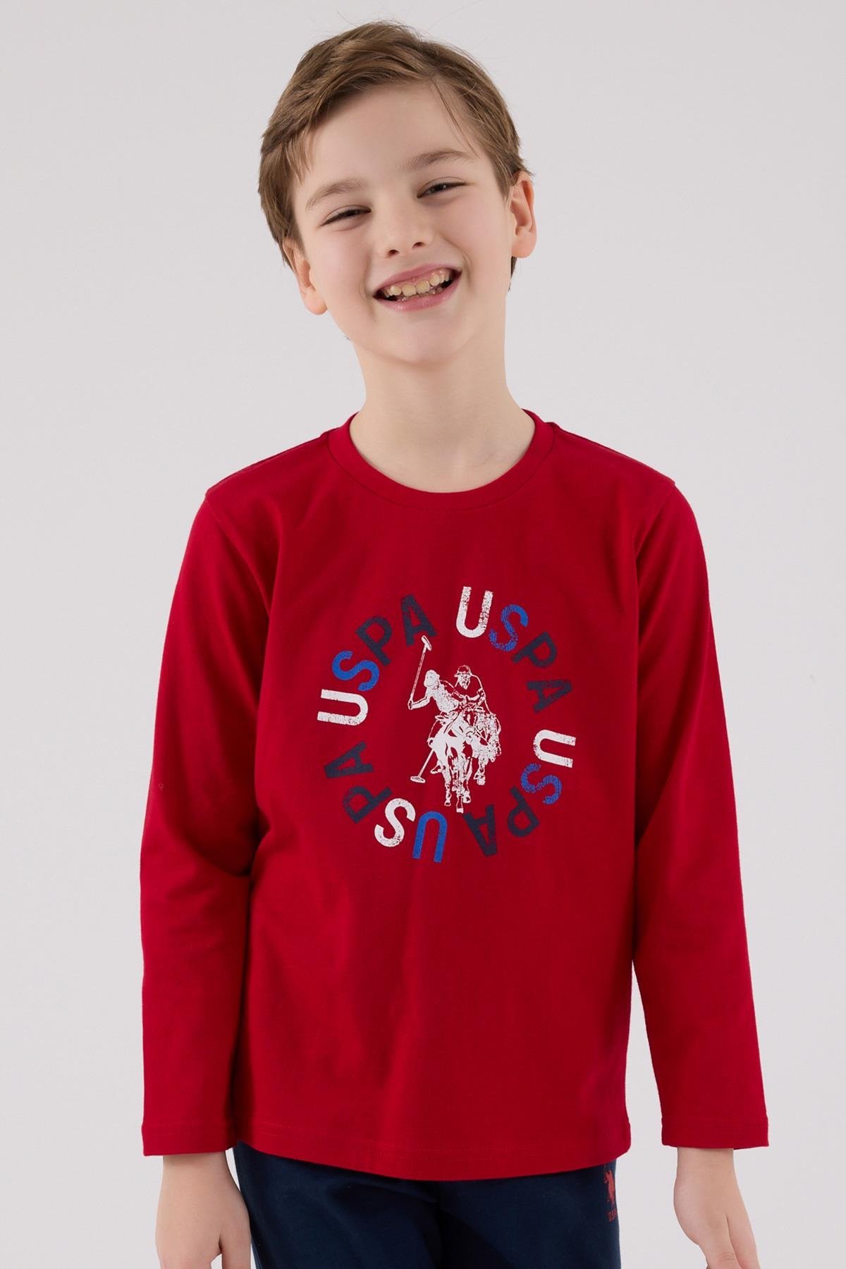 U.S. Polo Assn. Erkek Çocuk Uzun Kol Pijama Takım Kırmızı