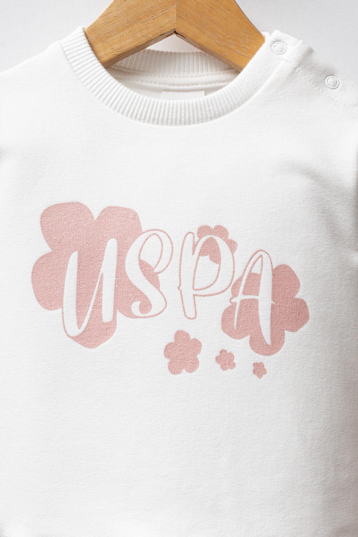 U.S. Polo Assn. Kız Bebek 2'li Takım Beyaz -Pudra