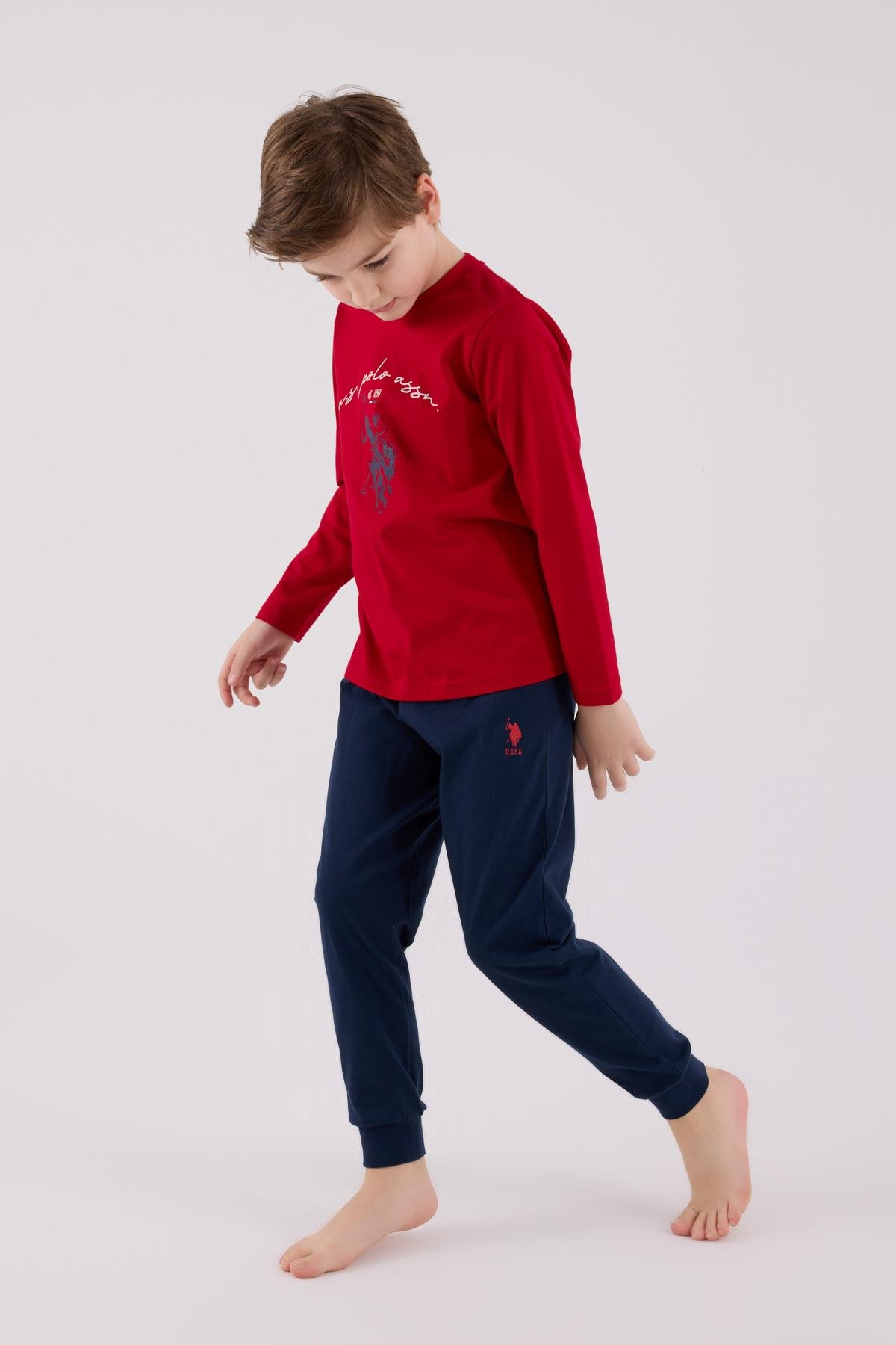 U.S. Polo Assn. Erkek Çocuk Uzun Kol Pijama Takım Kırmızı