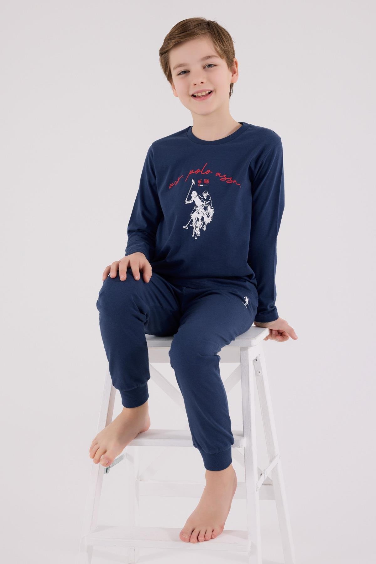 U.S. Polo Assn. Erkek Çocuk Uzun Kol Pijama Takım Koyu İndigo