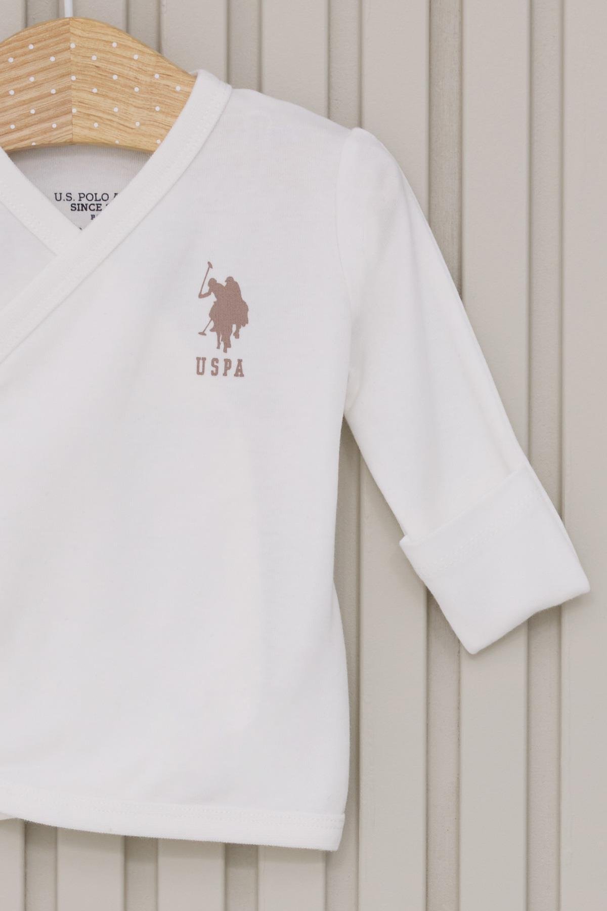 U.S. Polo Assn. Erkek Bebek 5'Li Zıbın Seti Krem