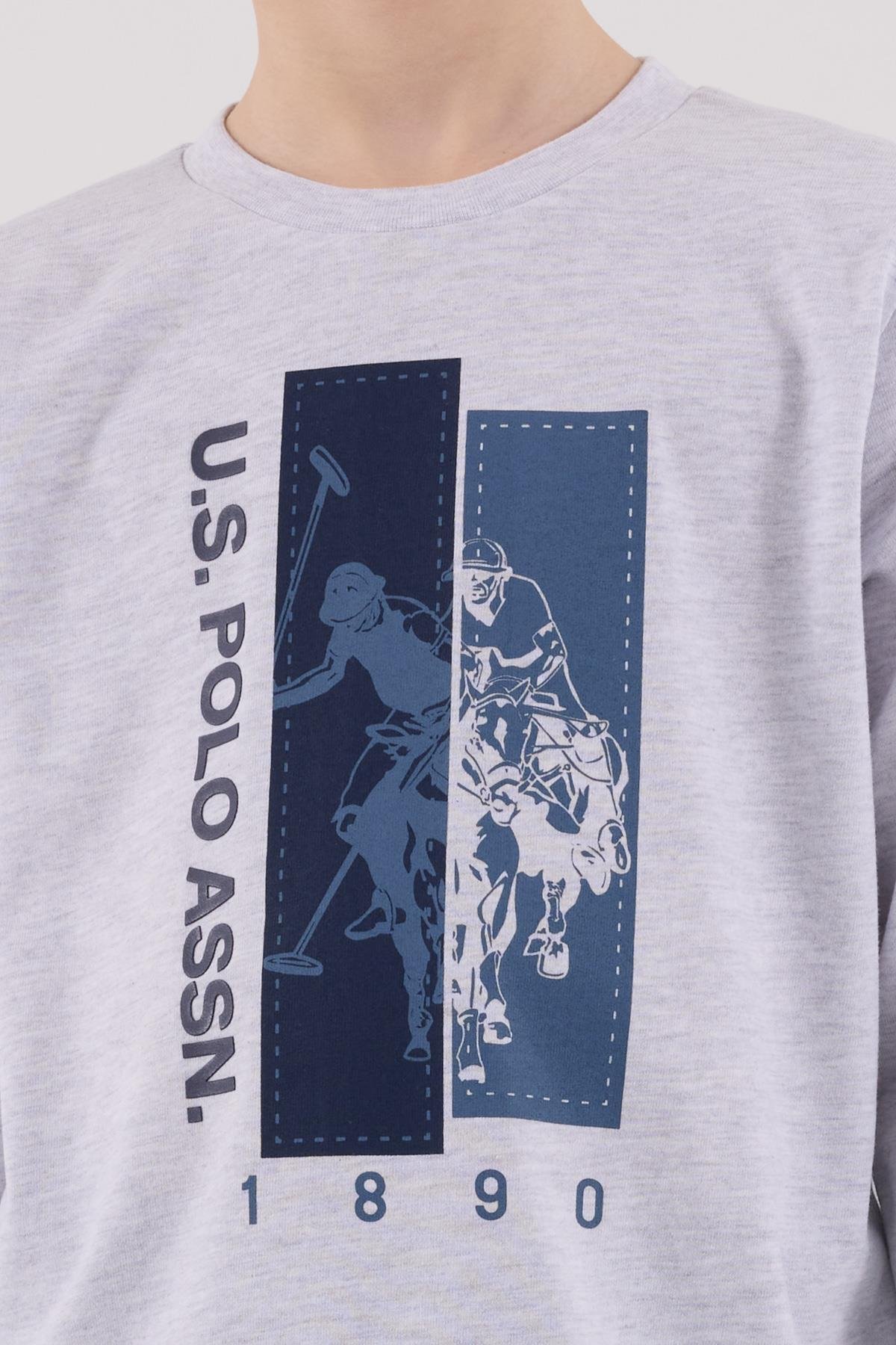 U.S. Polo Assn. Erkek Çocuk Uzun Kol Pijama Takım Kar Melanj