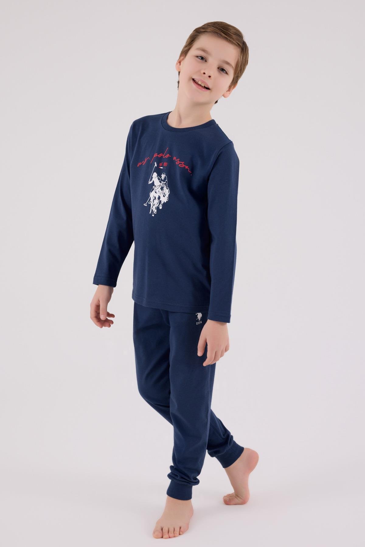 U.S. Polo Assn. Erkek Çocuk Uzun Kol Pijama Takım Koyu İndigo