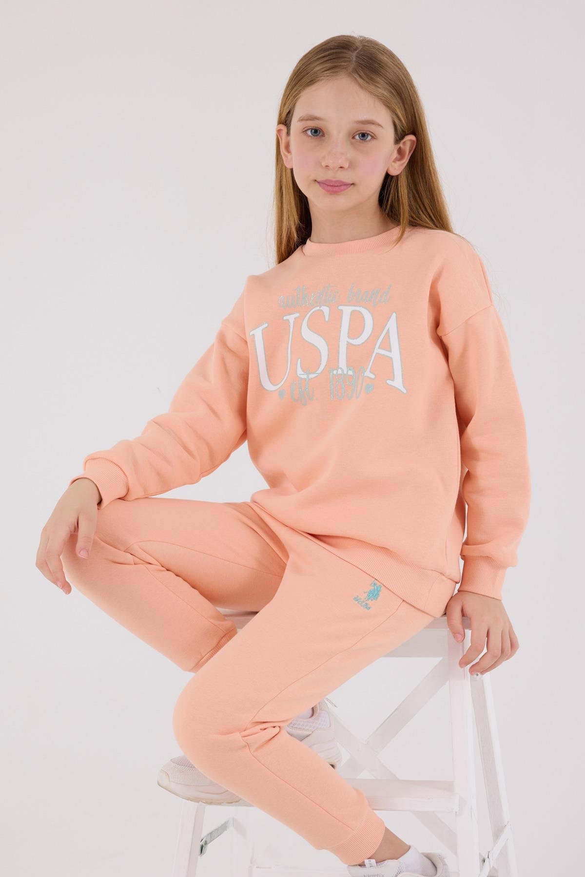 U.S. Polo Assn. Kız Çocuk Eşofman Takımı Somon