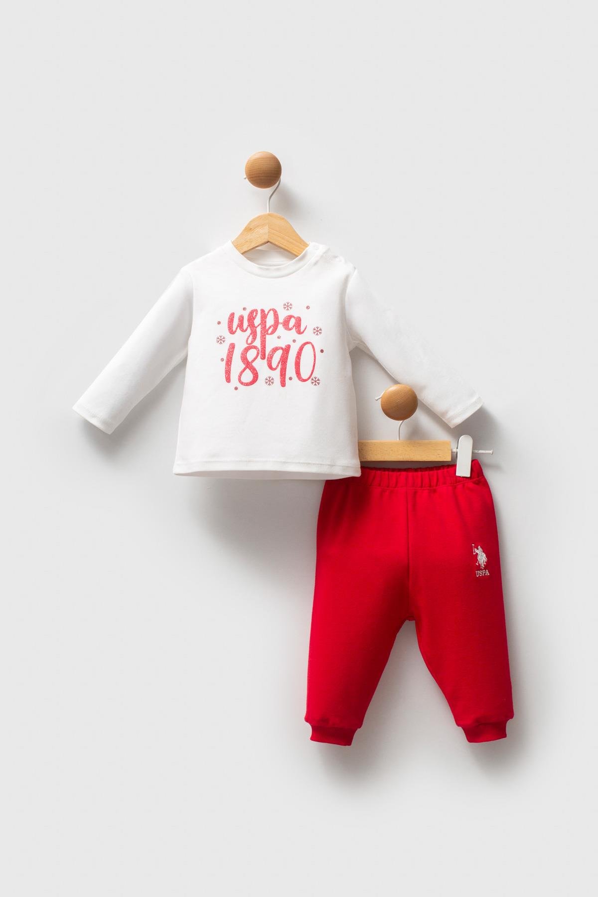 U.S. Polo Assn. Kız Bebek 3'li Takım Kırmızı