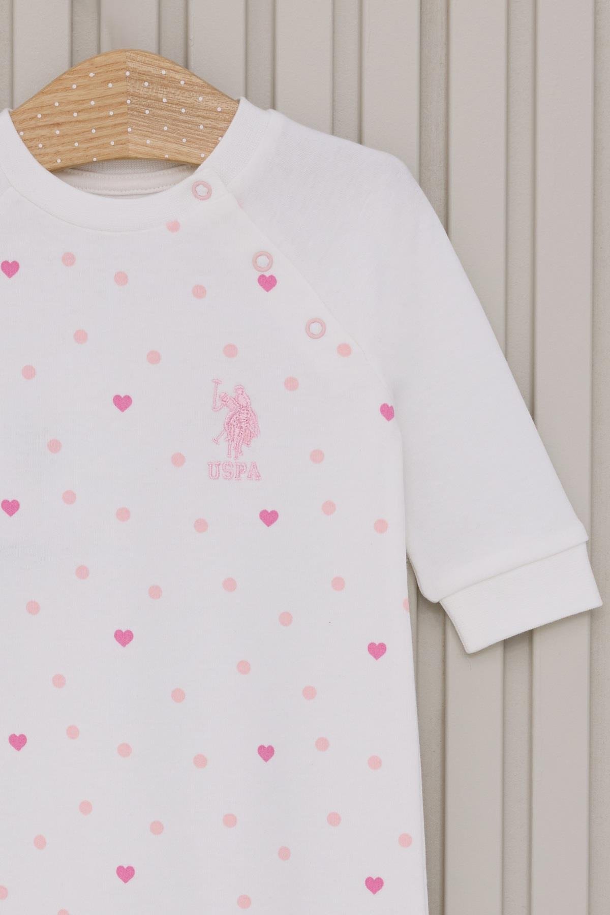 U.S. Polo Assn. Kız Bebek Uzun Kollu Patiksiz Tulum Krem