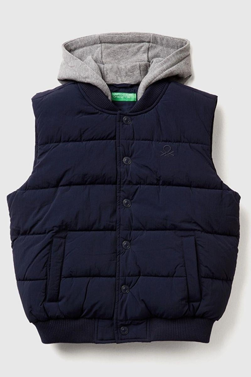 United Colors of Benetton Erkek Çocuk BNT-2IGGCJ012-25K Puffer Yelek Lacivert