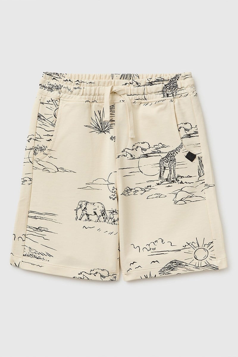 United Colors of Benetton Erkek Çocuk Beli Lastikli Relaxed Fit Bermuda Şort Bej 6-14 Yaş