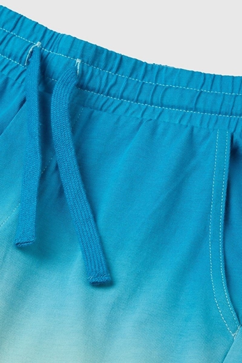 United Colors of Benetton Erkek Çocuk Turkuaz Mix Arka Cebi Logo Detaylı Beli İpli Bermuda Şort 6-14 Yaş 