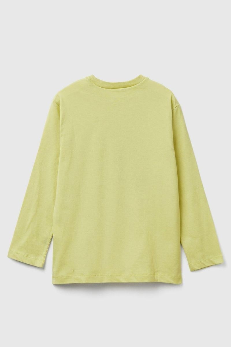 United Colors of Benetton Erkek Çocuk 3JERC10QO-25K  Uzun Kol Çizgili Tshirt Sarı