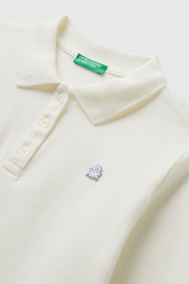 United Colors of Benetton Erkek Çocuk 3WG9C300X-25K Polo Uzun Kol Tshirt Beyaz