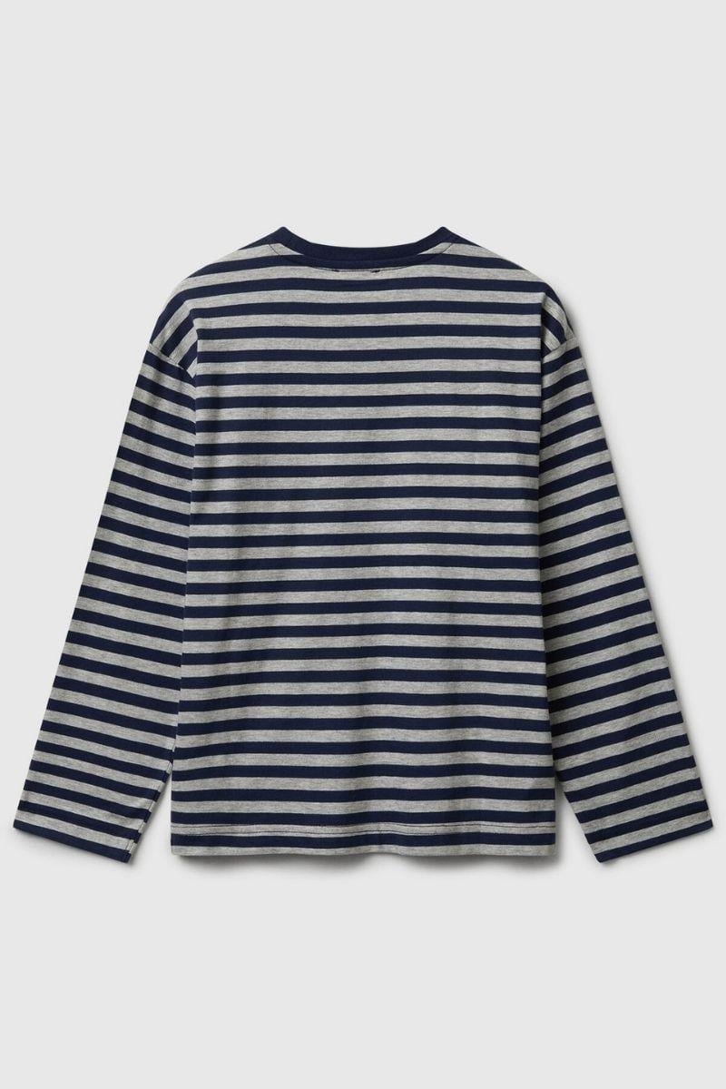 United Colors of Benetton Erkek Çocuk 3FNLC10QB-25K  Uzun Kol Çizgili Tshirt Gri