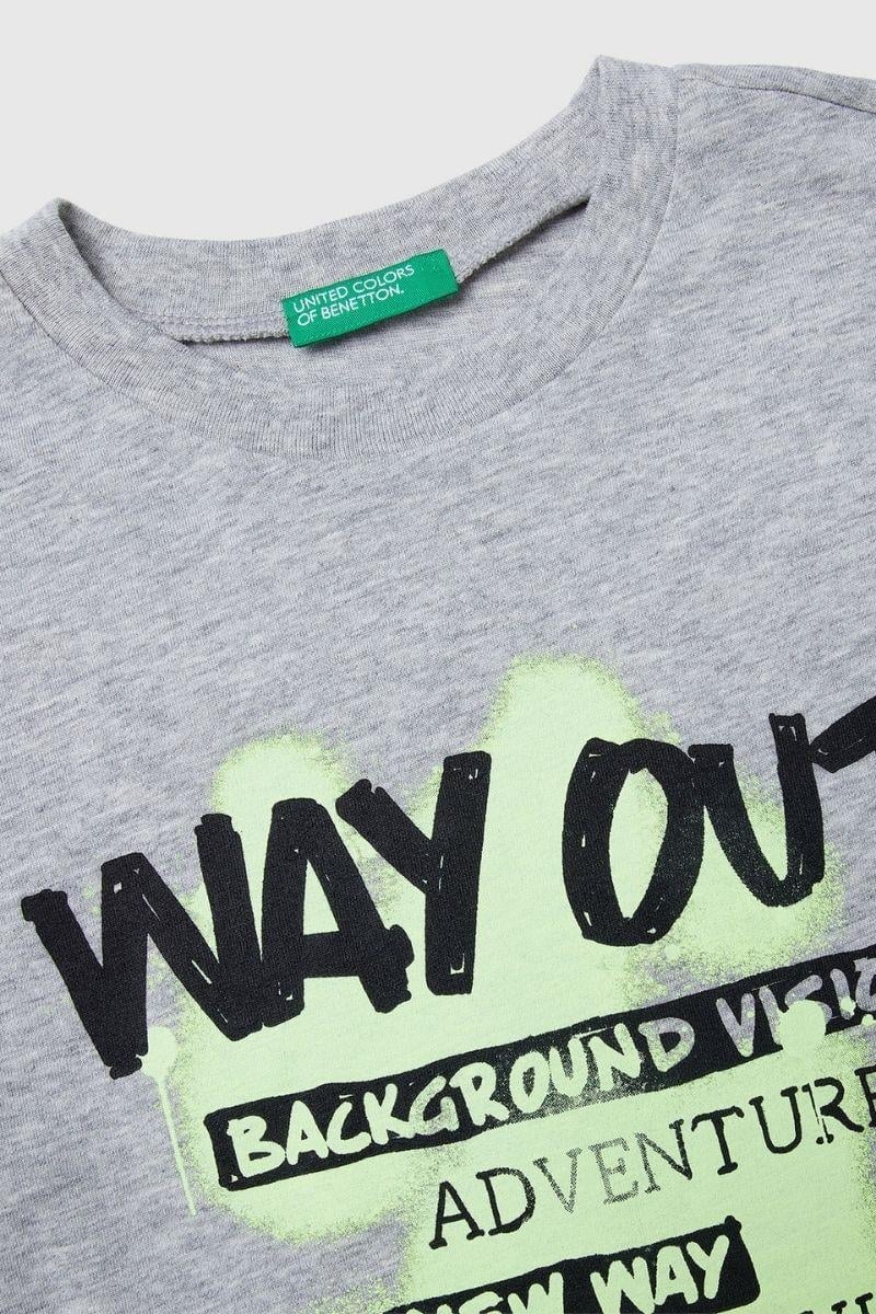 United Colors of Benetton Erkek Çocuk 3JERC10QO-25K  Uzun Kol Çizgili Tshirt Melanj