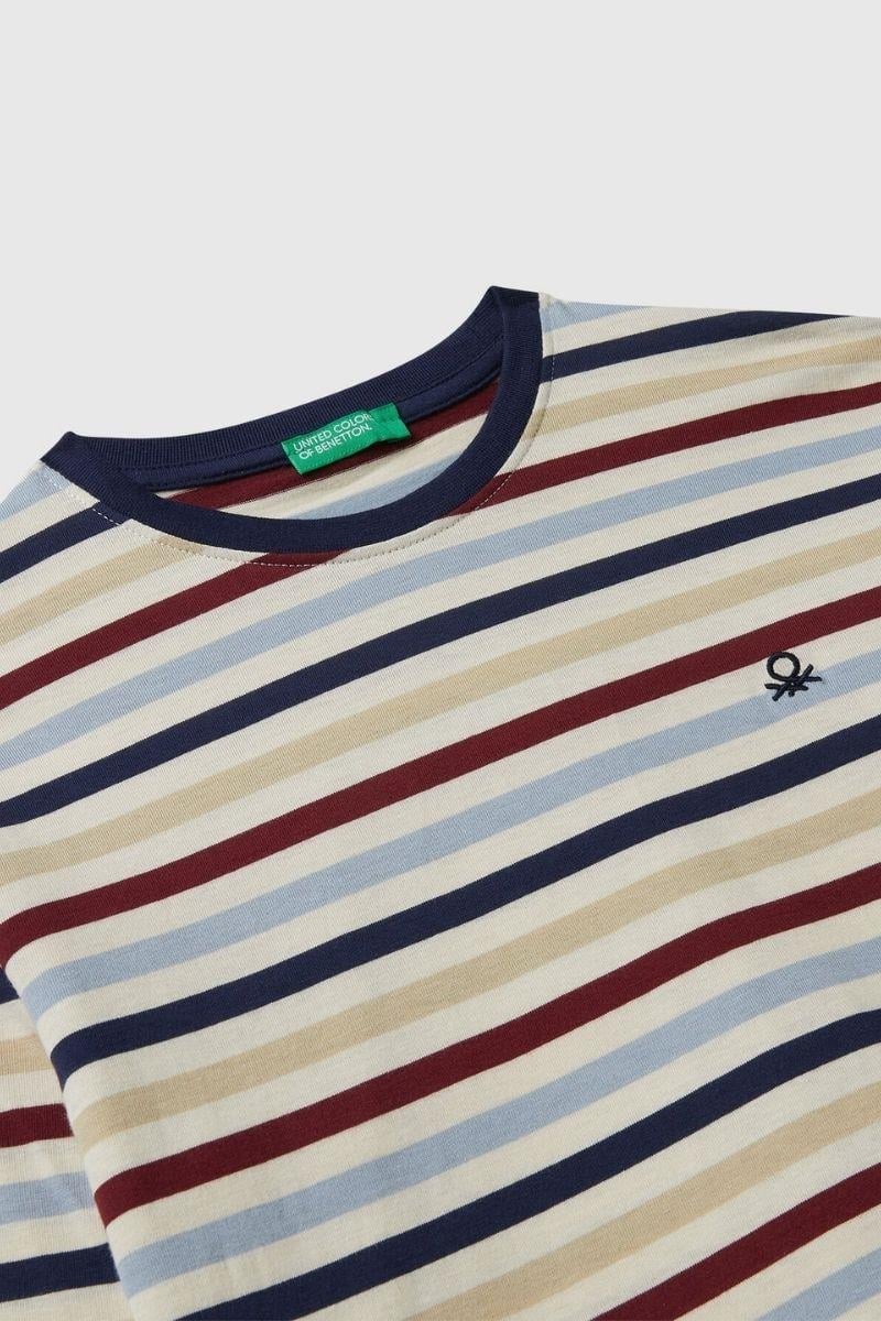 United Colors of Benetton Erkek Çocuk 3FNLC10QB-25K  Uzun Kol Çizgili Tshirt Mix