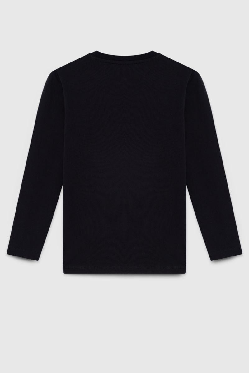United Colors of Benetton Erkek Çocuk 26063 Uzun Kol Tshirt Siyah