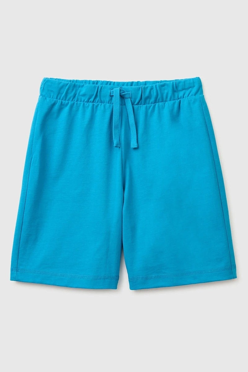 United Colors of Benetton Erkek Çocuk Logo İşleme Detaylı Yan Cepli Bermuda Şort Mavi  6-14 Yaş