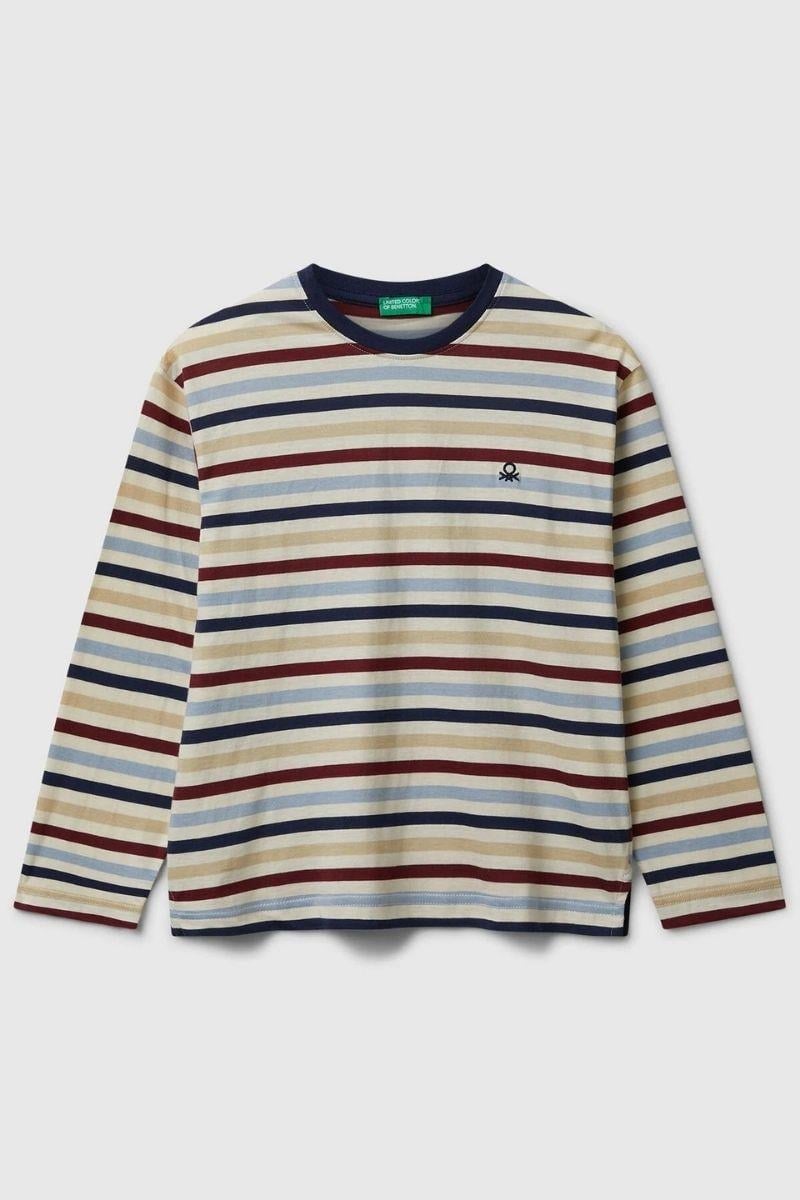United Colors of Benetton Erkek Çocuk 3FNLC10QB-25K  Uzun Kol Çizgili Tshirt Mix