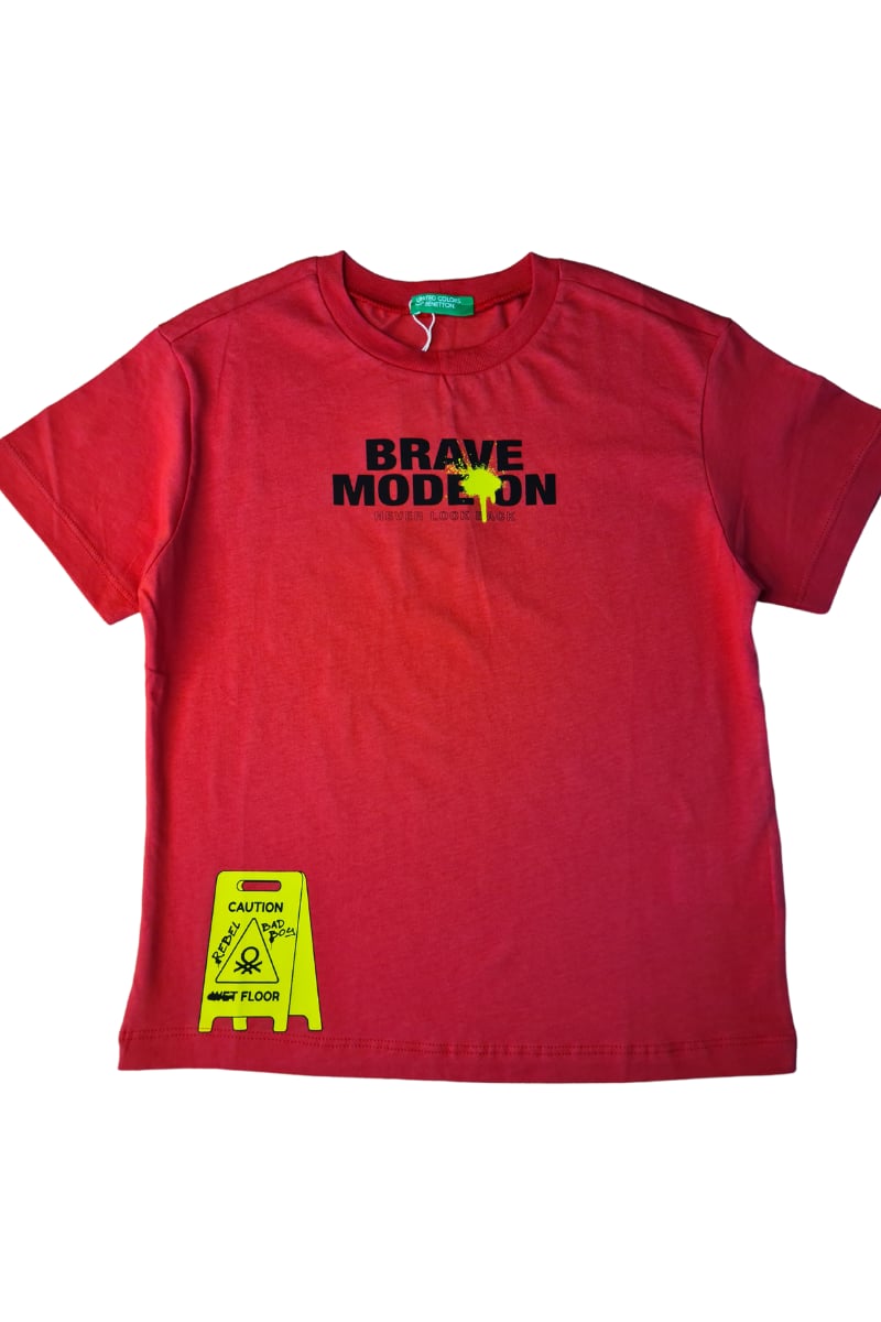 United Colors of Benetton Erkek Çocuk Tshirt Bordo 3JERC10PE