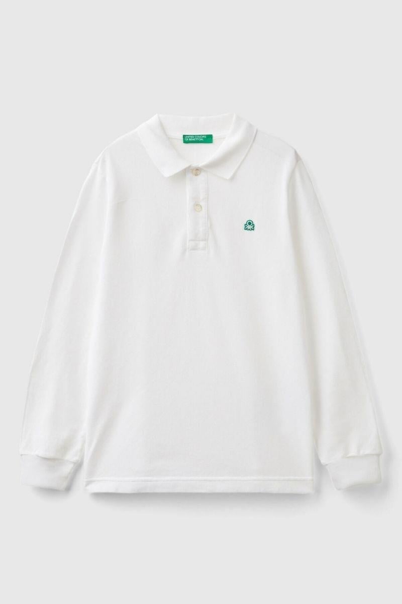 United Colors of Benetton Erkek Çocuk3089C300Z-25K Polo Uzun Kol Tshirt Beyaz