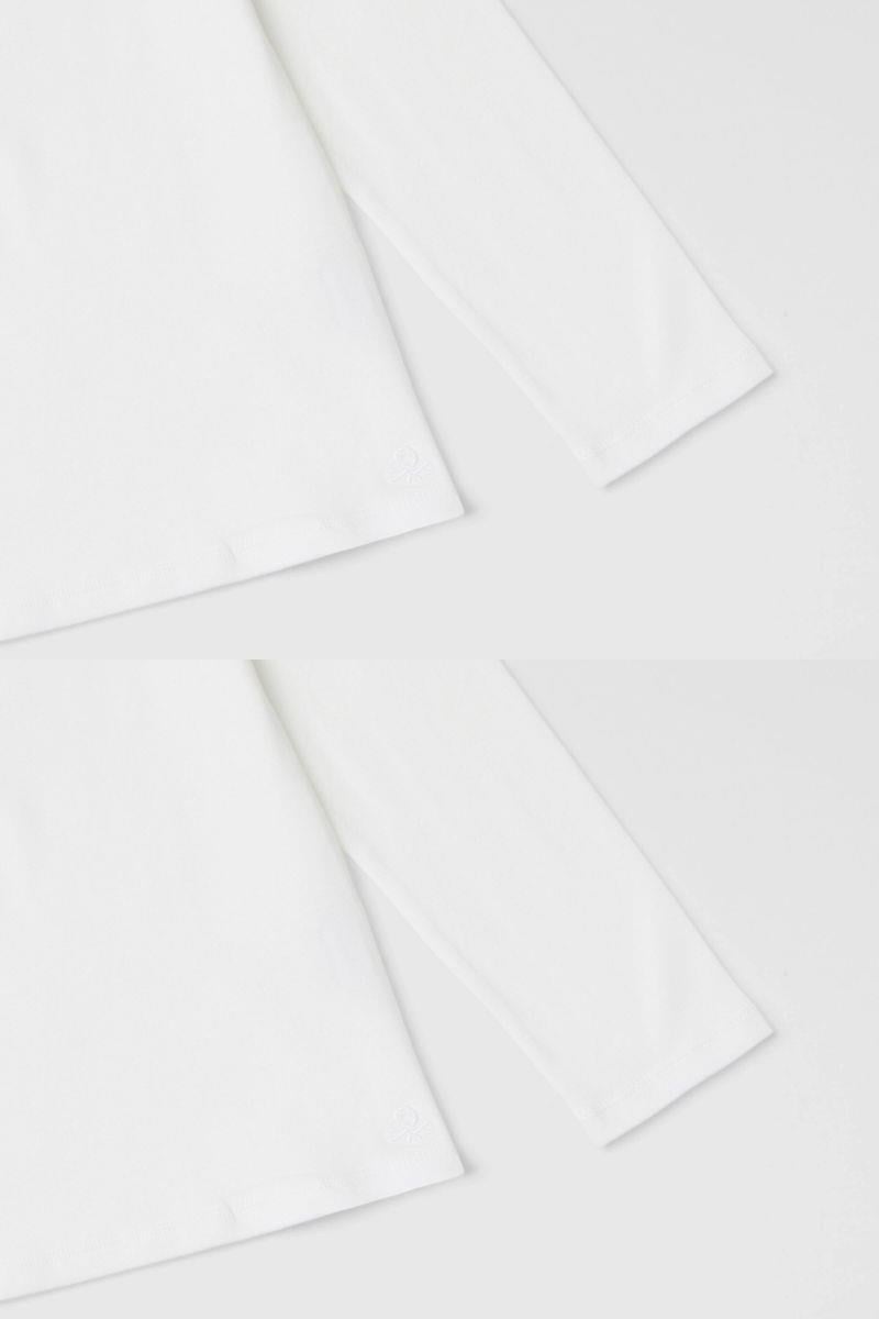 United Colors of Benetton Kız Çocuk 3P4ZC202N-25K Uzun Kol Boğazlı Tshirt Beyaz