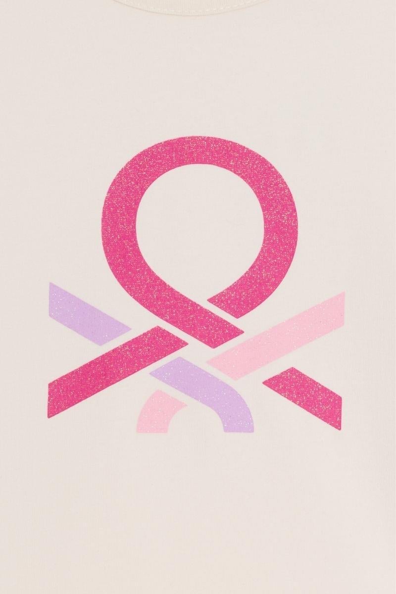 United Colors of Benetton Kız Çocuk BNT-G23331 Uzun Kollu Tshirt Ekru