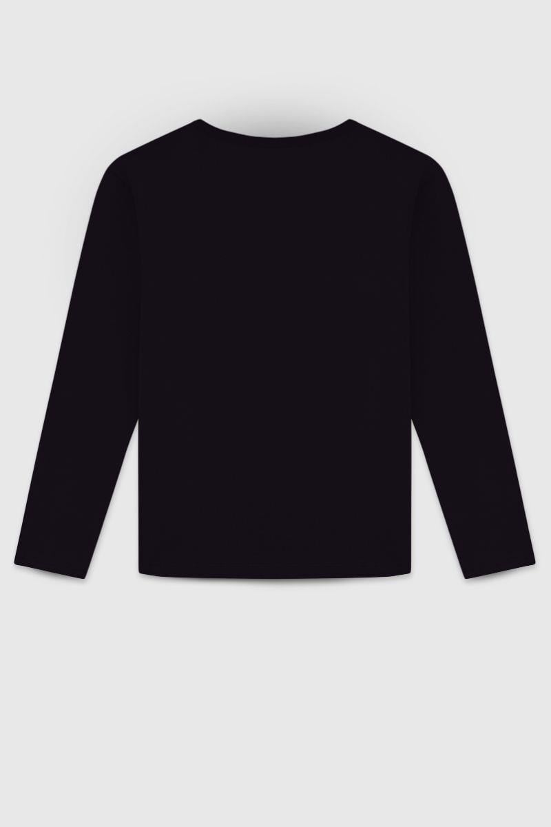 United Colors of Benetton Kız Çocuk  BNT-G23332 Uzun Kollu Tshirt Siyah