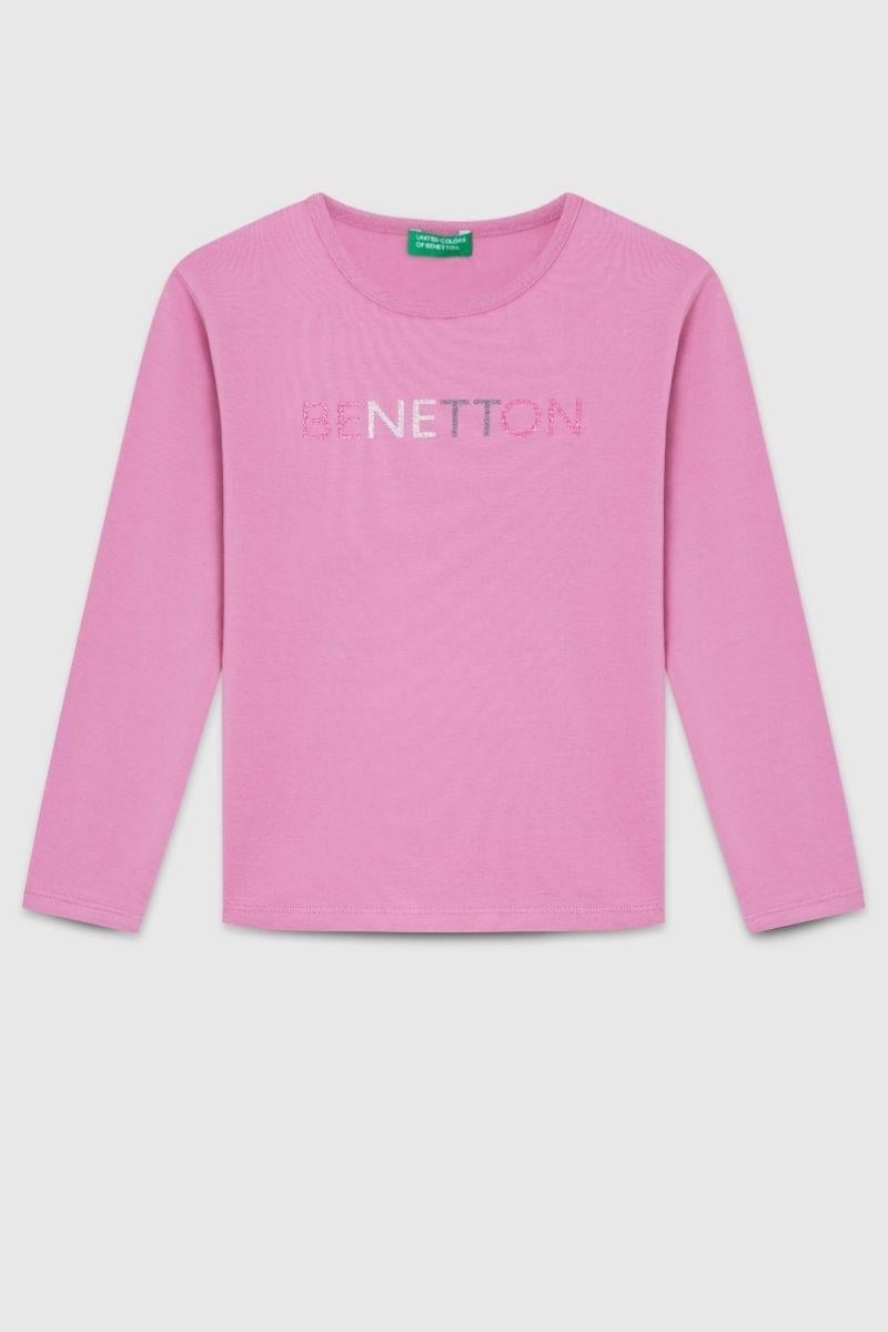 United Colors of Benetton Kız Çocuk  BNT-G23332 Uzun Kollu Tshirt Gül Kurusu