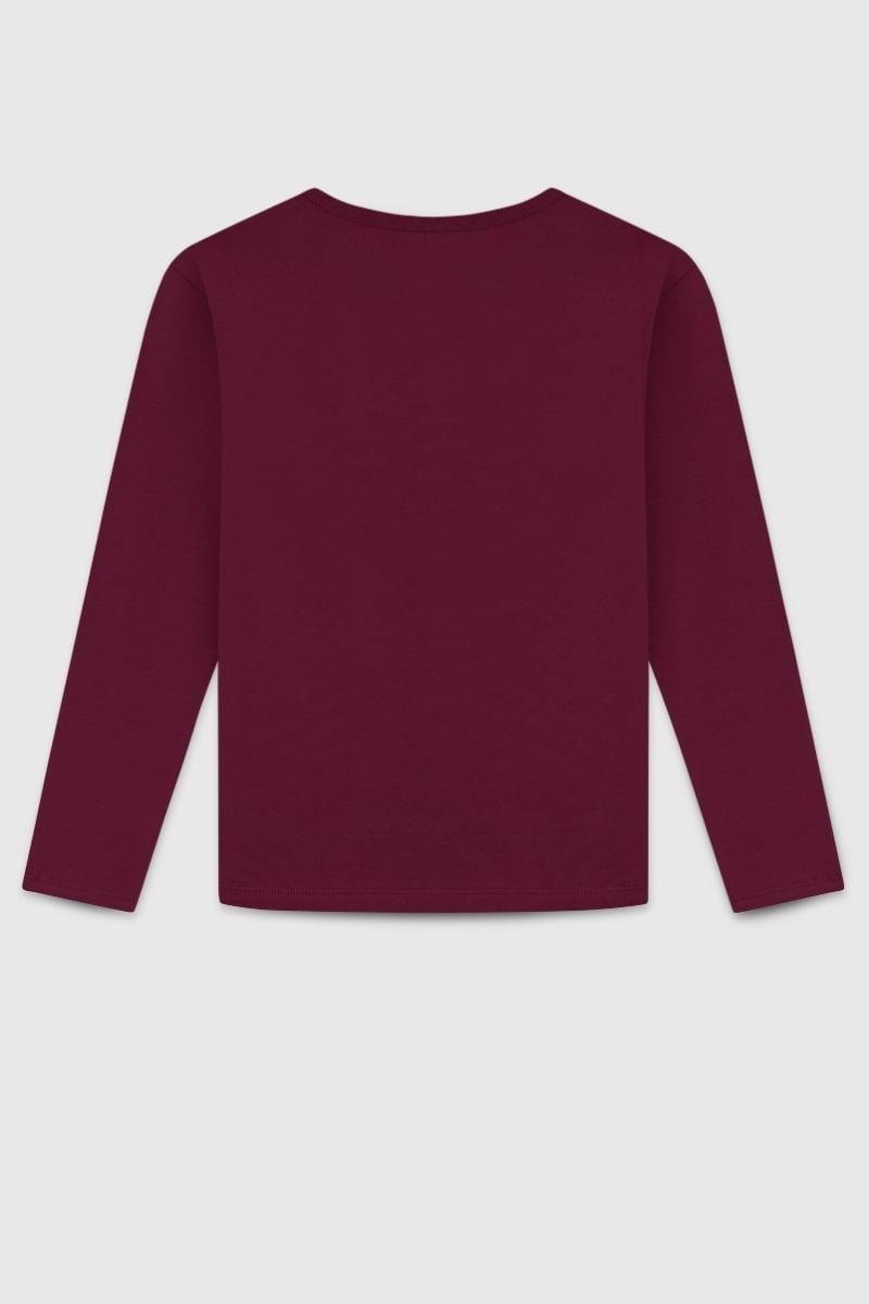 United Colors of Benetton Kız Çocuk  BNT-G23332 Uzun Kollu Tshirt Bordo
