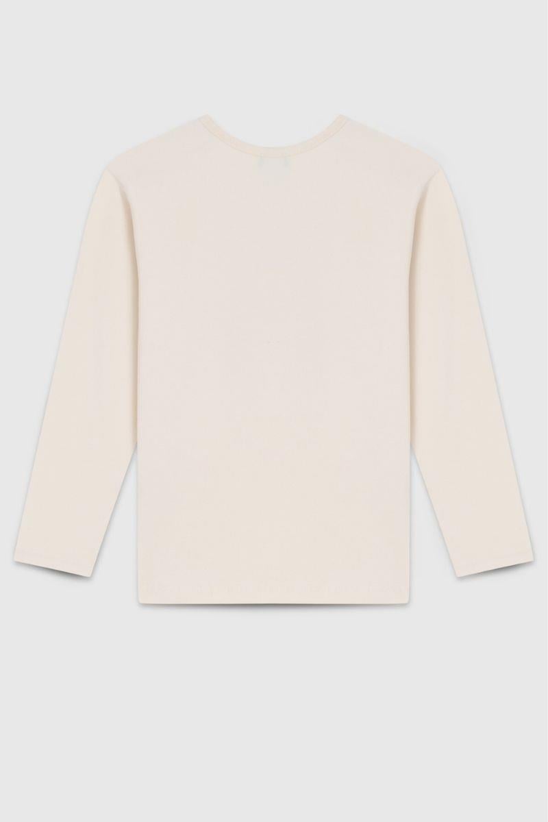 United Colors of Benetton Kız Çocuk BNT-G23331 Uzun Kollu Tshirt Ekru